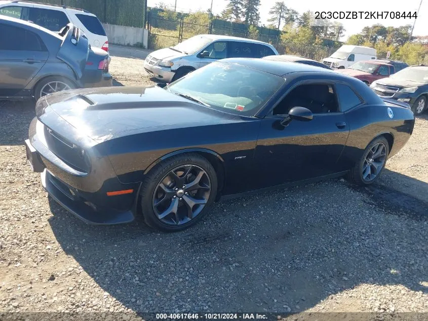 2019 Dodge Challenger R/T VIN: 2C3CDZBT2KH708444 Lot: 40617646