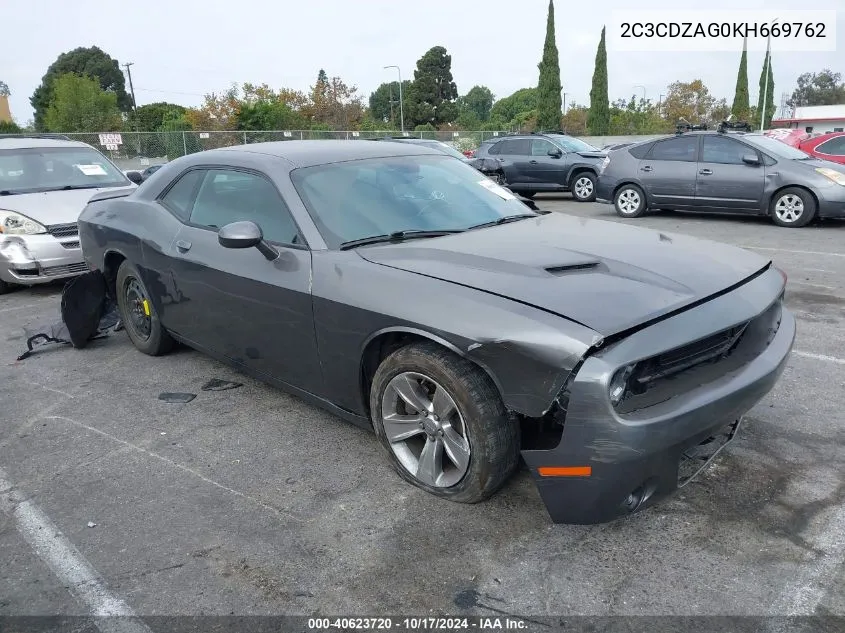 2019 Dodge Challenger Sxt VIN: 2C3CDZAG0KH669762 Lot: 40623720