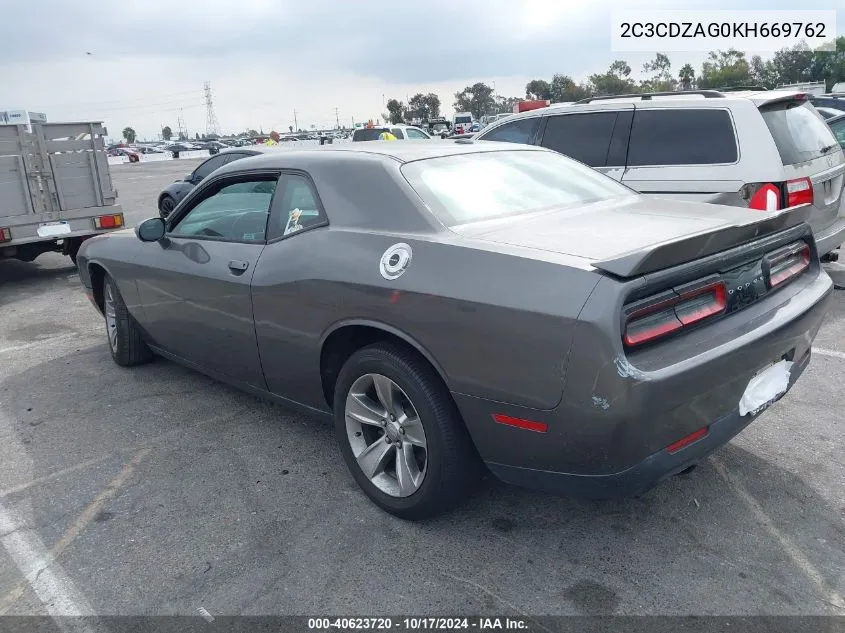 2019 Dodge Challenger Sxt VIN: 2C3CDZAG0KH669762 Lot: 40623720