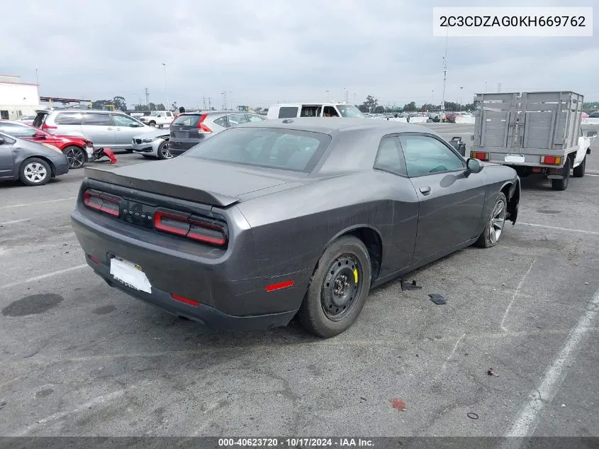 2019 Dodge Challenger Sxt VIN: 2C3CDZAG0KH669762 Lot: 40623720