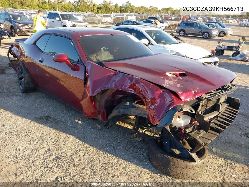 2019 Dodge Challenger Sxt VIN: 2C3CDZAG9KH566713 Lot: 40625033