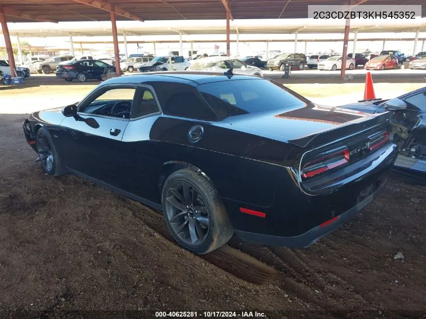 2019 Dodge Challenger R/T VIN: 2C3CDZBT3KH545352 Lot: 40625281