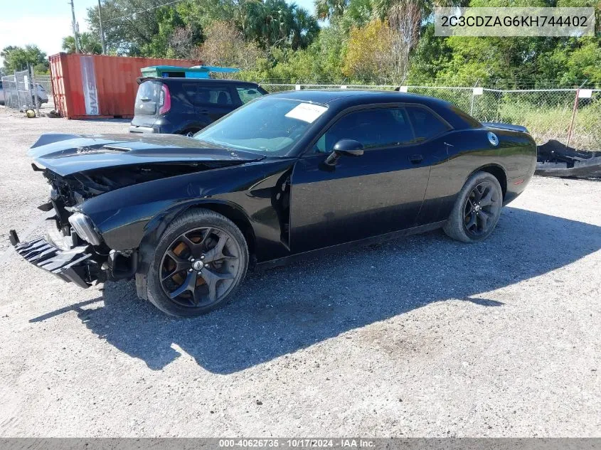 2019 Dodge Challenger Sxt VIN: 2C3CDZAG6KH744402 Lot: 40626735