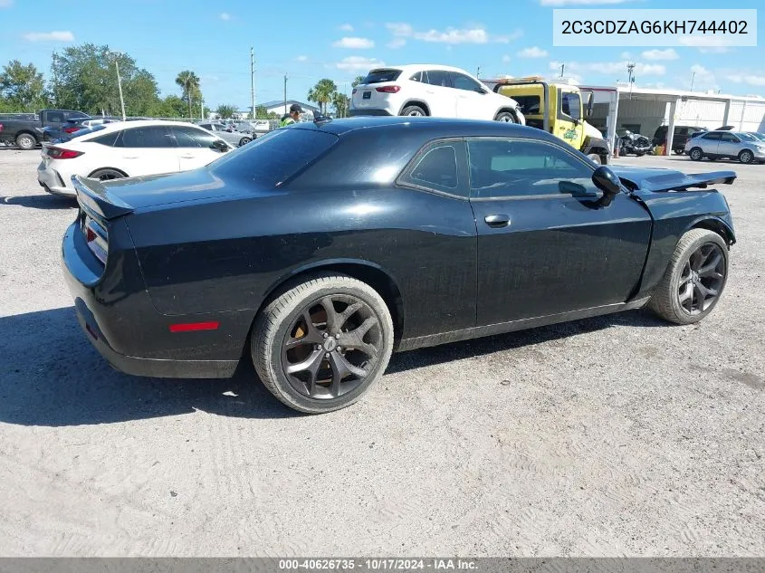 2019 Dodge Challenger Sxt VIN: 2C3CDZAG6KH744402 Lot: 40626735