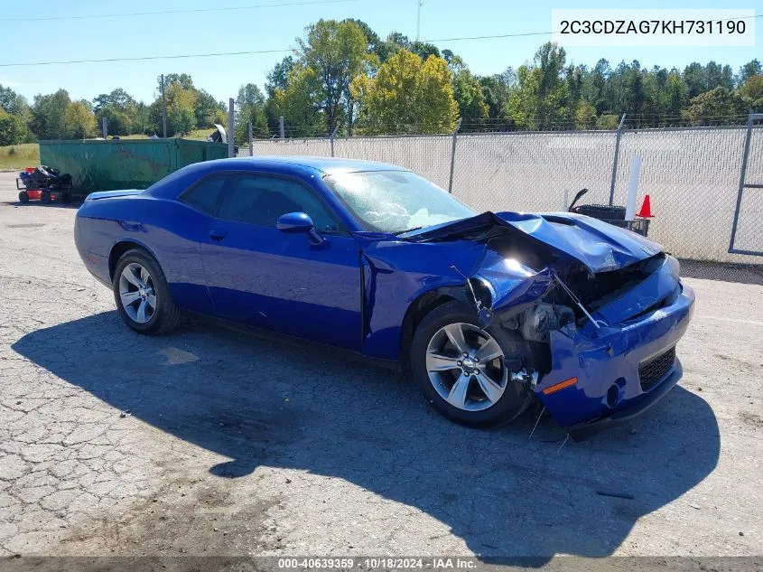 2019 Dodge Challenger Sxt VIN: 2C3CDZAG7KH731190 Lot: 40639359