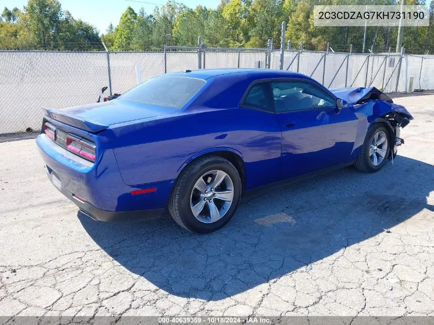 2019 Dodge Challenger Sxt VIN: 2C3CDZAG7KH731190 Lot: 40639359