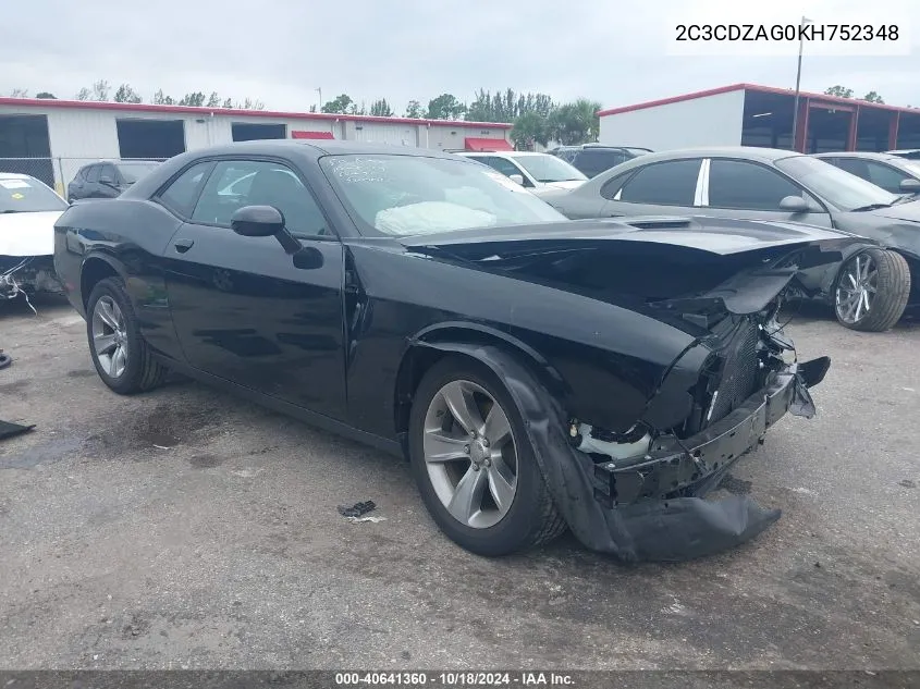 2019 Dodge Challenger Sxt VIN: 2C3CDZAG0KH752348 Lot: 40641360