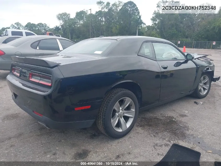 2019 Dodge Challenger Sxt VIN: 2C3CDZAG0KH752348 Lot: 40641360