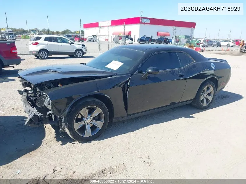 2019 Dodge Challenger Sxt VIN: 2C3CDZAG4KH718929 Lot: 40650822