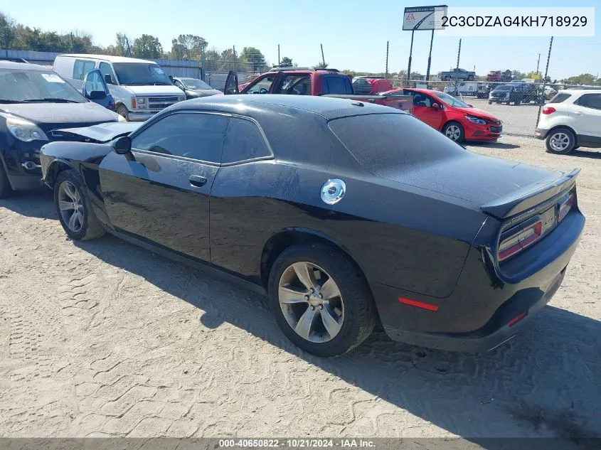 2019 Dodge Challenger Sxt VIN: 2C3CDZAG4KH718929 Lot: 40650822