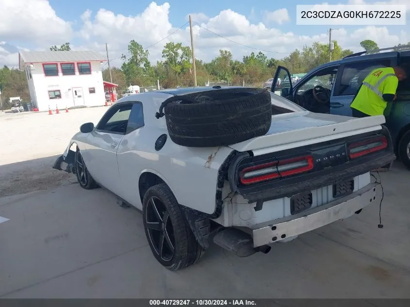 2C3CDZAG0KH672225 2019 Dodge Challenger Sxt