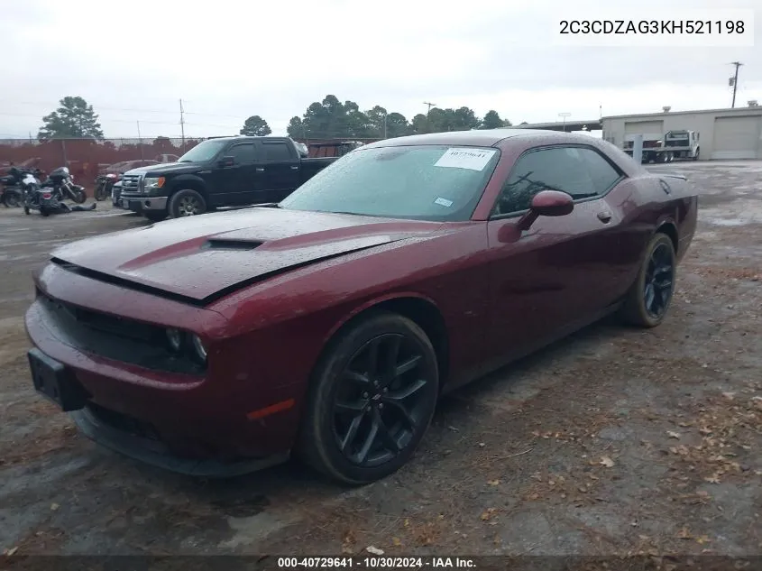 2019 Dodge Challenger Sxt VIN: 2C3CDZAG3KH521198 Lot: 40729641