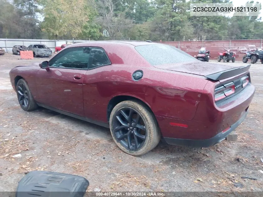 2019 Dodge Challenger Sxt VIN: 2C3CDZAG3KH521198 Lot: 40729641