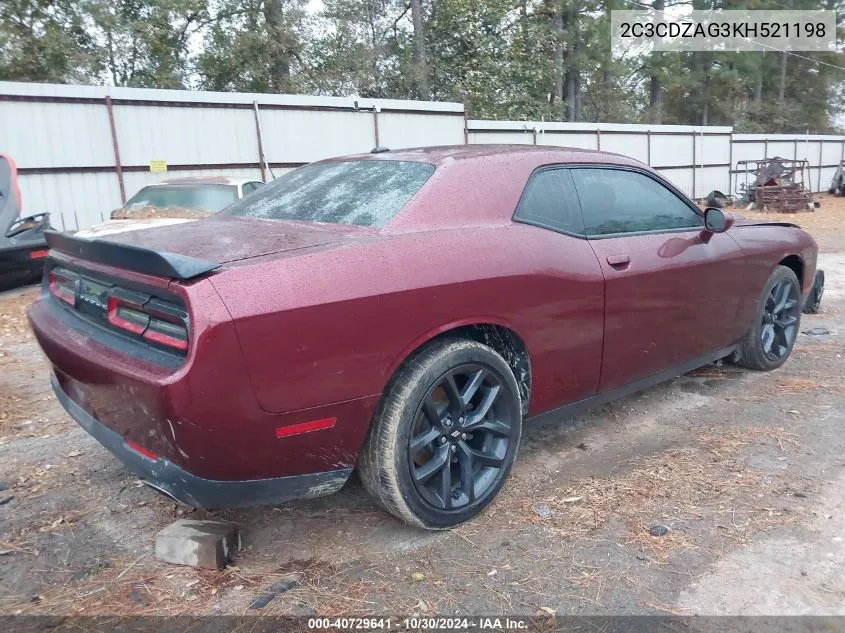 2019 Dodge Challenger Sxt VIN: 2C3CDZAG3KH521198 Lot: 40729641