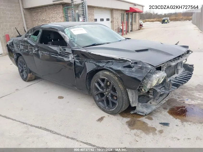 2019 Dodge Challenger Sxt VIN: 2C3CDZAG2KH727564 Lot: 40737782