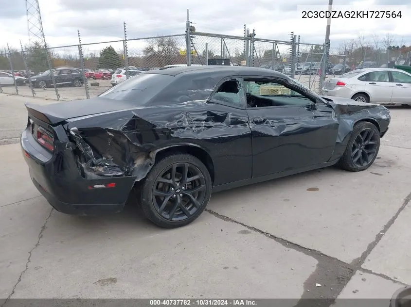 2019 Dodge Challenger Sxt VIN: 2C3CDZAG2KH727564 Lot: 40737782