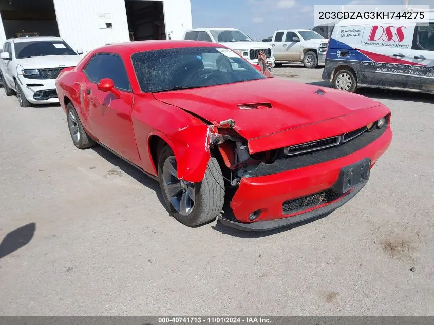 2019 Dodge Challenger Sxt VIN: 2C3CDZAG3KH744275 Lot: 40741713