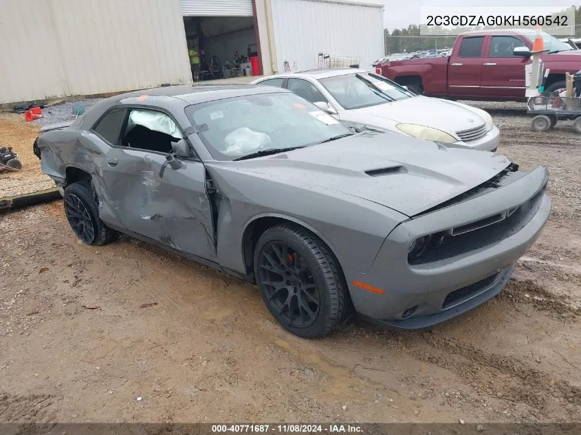 2019 Dodge Challenger Sxt VIN: 2C3CDZAG0KH560542 Lot: 40771687