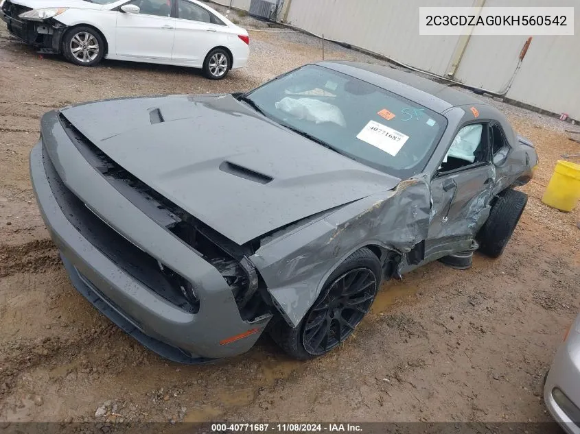 2019 Dodge Challenger Sxt VIN: 2C3CDZAG0KH560542 Lot: 40771687