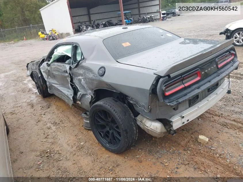 2019 Dodge Challenger Sxt VIN: 2C3CDZAG0KH560542 Lot: 40771687