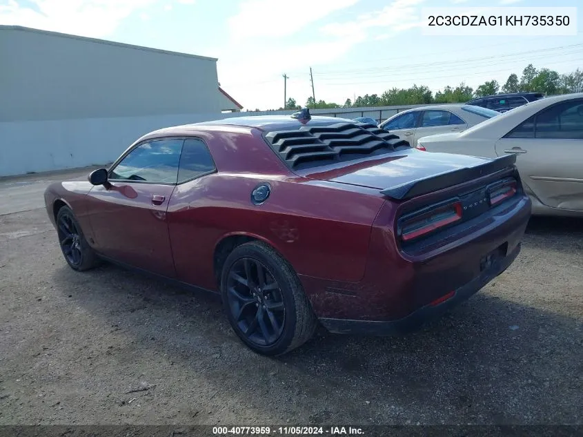 2019 Dodge Challenger Sxt VIN: 2C3CDZAG1KH735350 Lot: 40773959