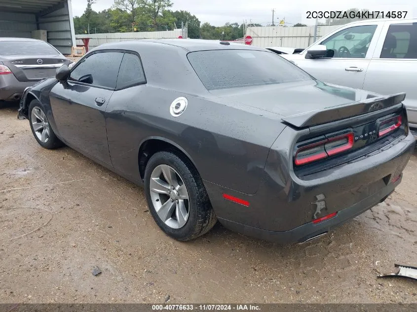 2019 Dodge Challenger Sxt VIN: 2C3CDZAG4KH714587 Lot: 40776633