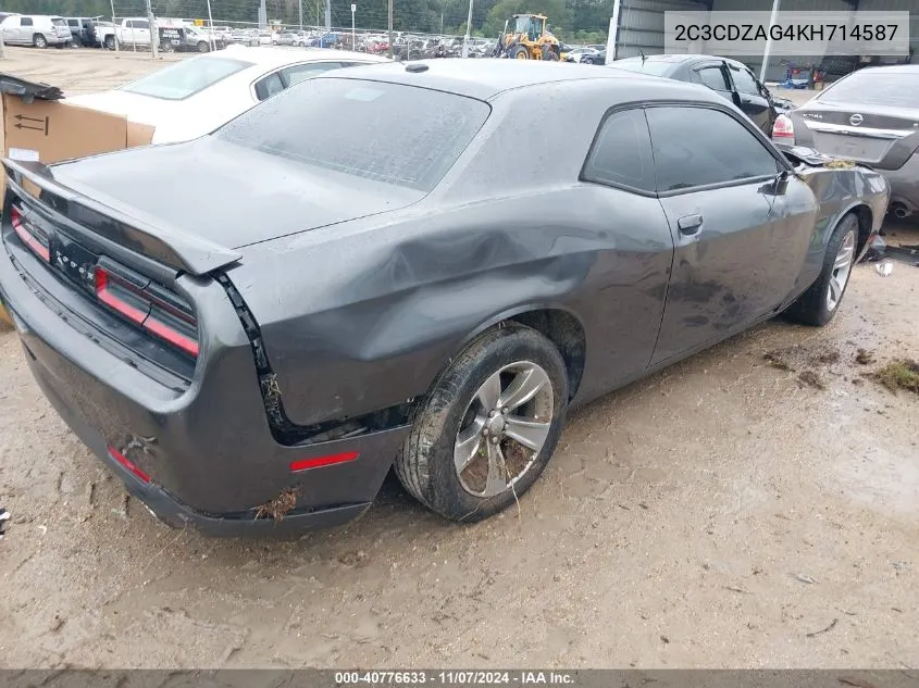 2019 Dodge Challenger Sxt VIN: 2C3CDZAG4KH714587 Lot: 40776633