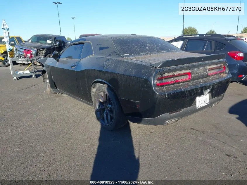 2019 Dodge Challenger Sxt VIN: 2C3CDZAG8KH677270 Lot: 40810929