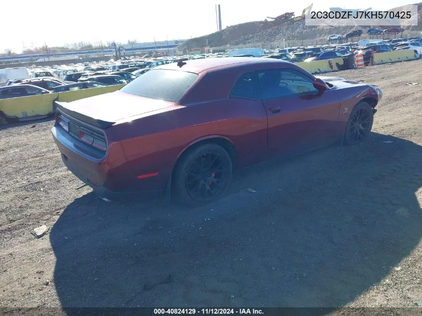 2019 Dodge Challenger R/T Scat Pack VIN: 2C3CDZFJ7KH570425 Lot: 40824129