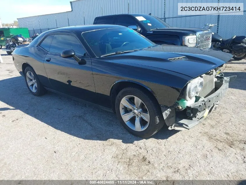 2019 Dodge Challenger Sxt VIN: 2C3CDZAG7KH723414 Lot: 40824485