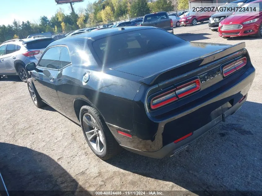 2019 Dodge Challenger Sxt VIN: 2C3CDZAG7KH723414 Lot: 40824485