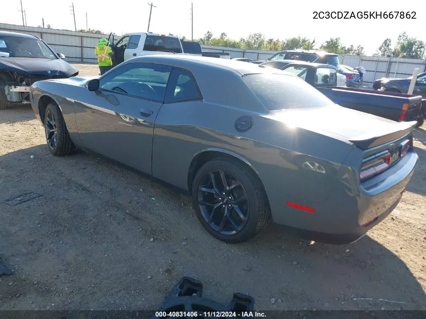 2019 Dodge Challenger Sxt VIN: 2C3CDZAG5KH667862 Lot: 40831406