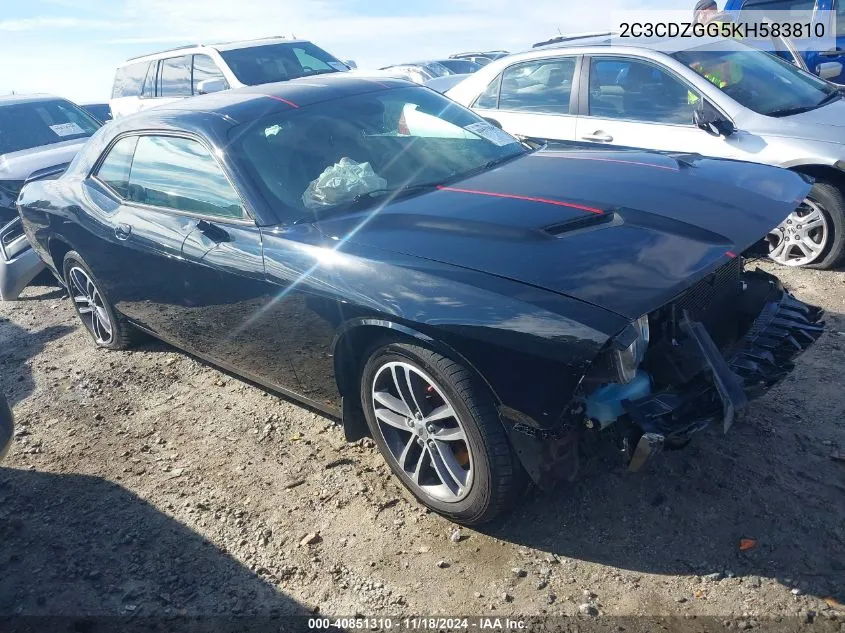 2019 Dodge Challenger Sxt Awd VIN: 2C3CDZGG5KH583810 Lot: 40851310