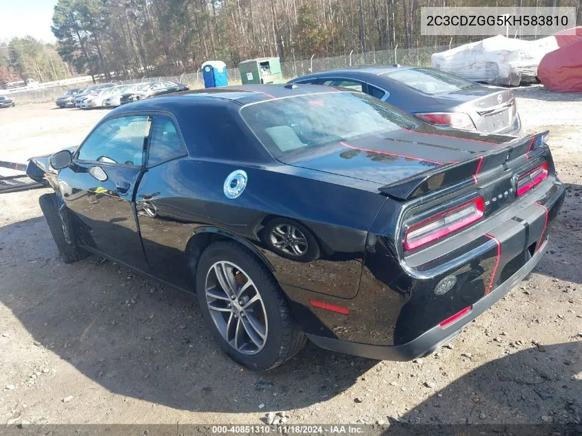 2019 Dodge Challenger Sxt Awd VIN: 2C3CDZGG5KH583810 Lot: 40851310