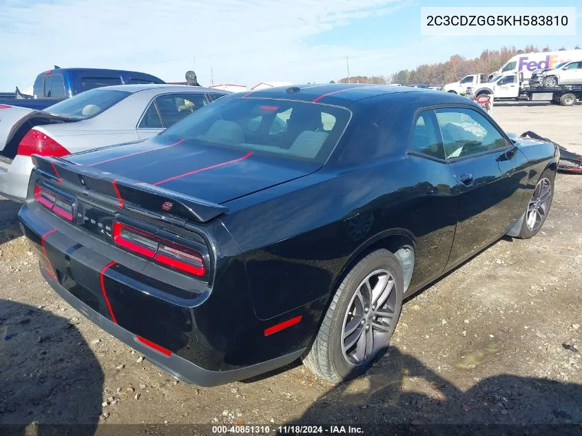 2019 Dodge Challenger Sxt Awd VIN: 2C3CDZGG5KH583810 Lot: 40851310