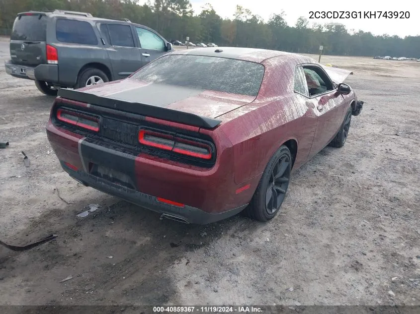 2019 Dodge Challenger Gt VIN: 2C3CDZ3G1KH743920 Lot: 40859367