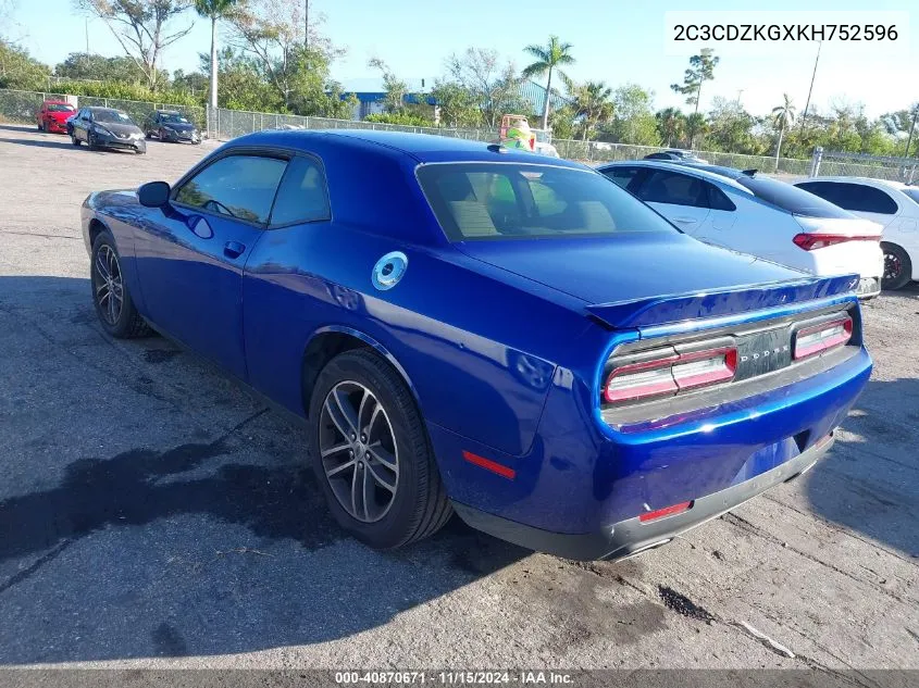 2019 Dodge Challenger Gt Awd VIN: 2C3CDZKGXKH752596 Lot: 40870671