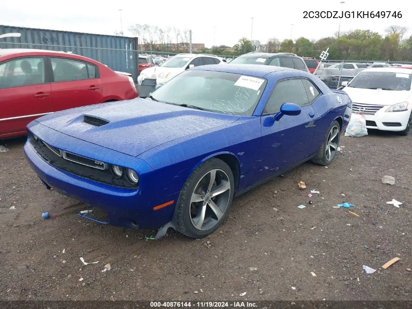 2019 Dodge Challenger Gt VIN: 2C3CDZJG1KH649746 Lot: 40876144