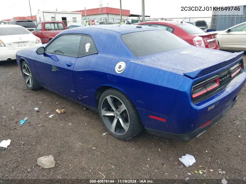 2019 Dodge Challenger Gt VIN: 2C3CDZJG1KH649746 Lot: 40876144