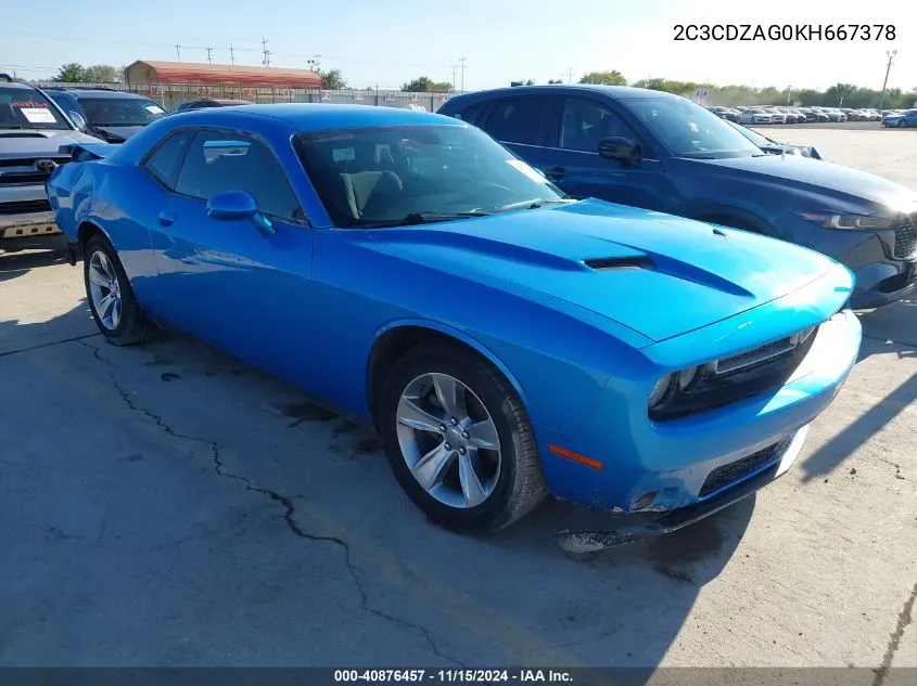 2019 Dodge Challenger Sxt VIN: 2C3CDZAG0KH667378 Lot: 40876457