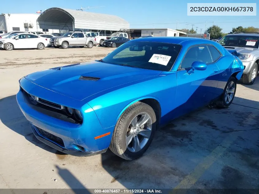 2019 Dodge Challenger Sxt VIN: 2C3CDZAG0KH667378 Lot: 40876457