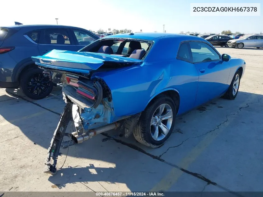 2019 Dodge Challenger Sxt VIN: 2C3CDZAG0KH667378 Lot: 40876457