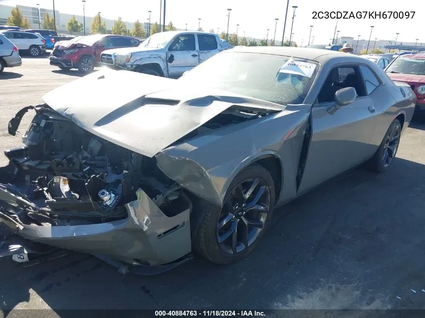 2019 Dodge Challenger Sxt VIN: 2C3CDZAG7KH670097 Lot: 40884763