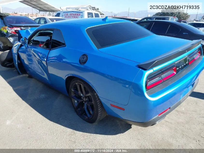 2019 Dodge Challenger Sxt VIN: 2C3CDZAG2KH719335 Lot: 40889172