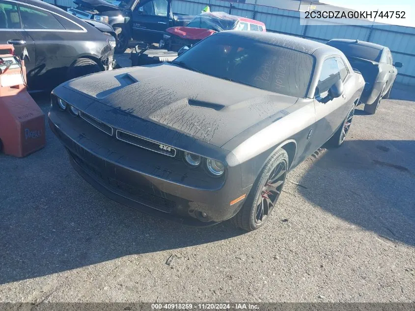 2019 Dodge Challenger Sxt VIN: 2C3CDZAG0KH744752 Lot: 40918259