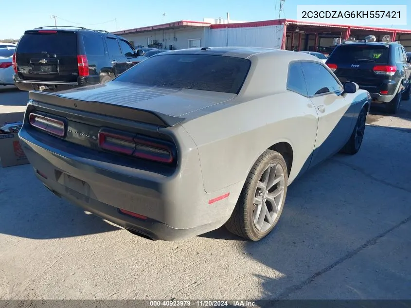 2019 Dodge Challenger Sxt VIN: 2C3CDZAG6KH557421 Lot: 40923979