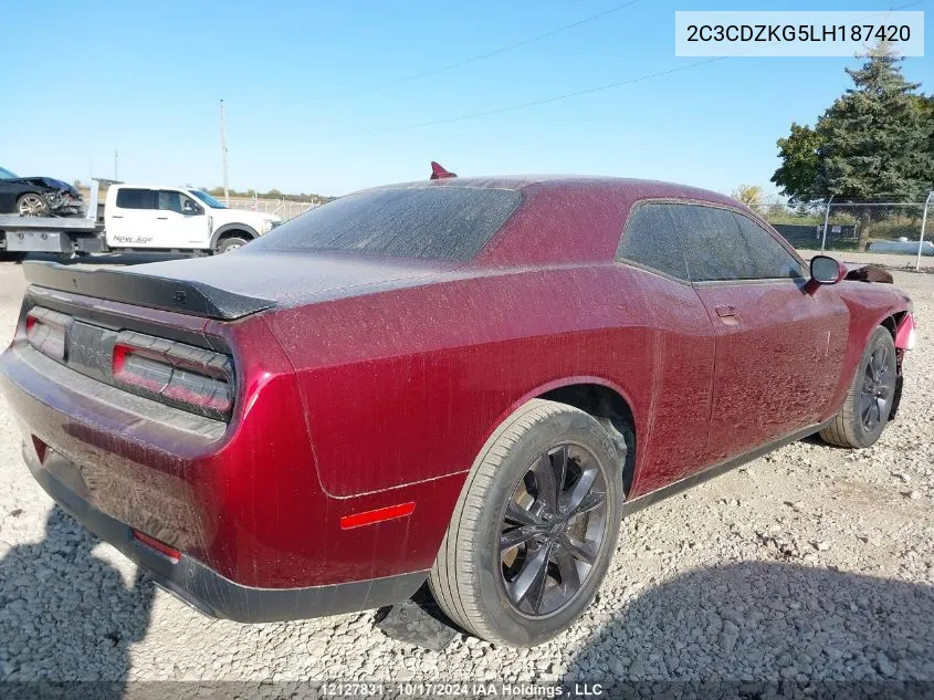 2020 Dodge Challenger Gt VIN: 2C3CDZKG5LH187420 Lot: 12127831