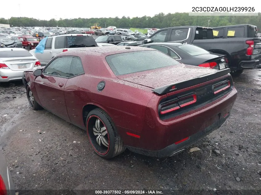 2020 Dodge Challenger Sxt VIN: 2C3CDZAG0LH239926 Lot: 39377502