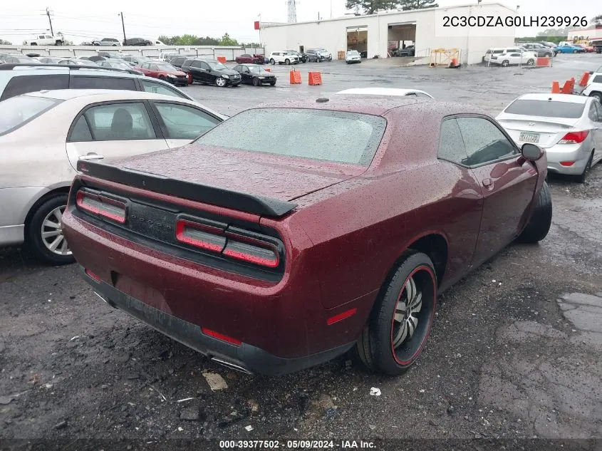 2020 Dodge Challenger Sxt VIN: 2C3CDZAG0LH239926 Lot: 39377502