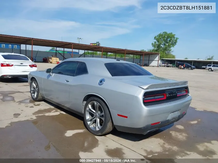 2020 Dodge Challenger R/T VIN: 2C3CDZBT8LH151881 Lot: 39427948